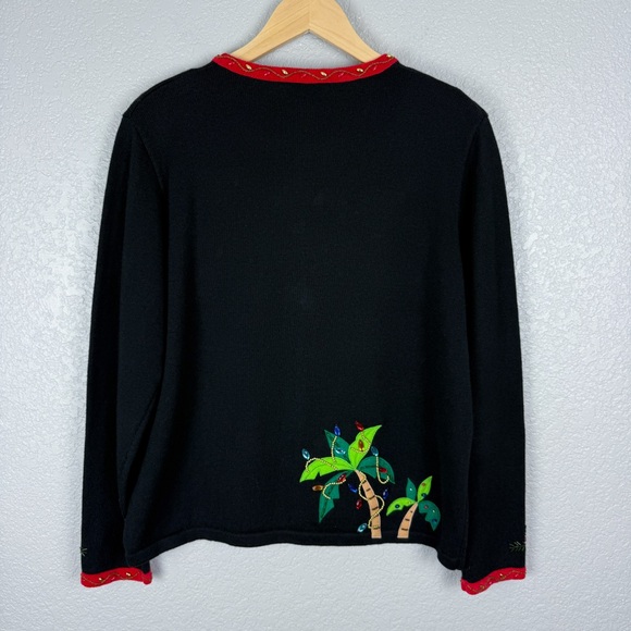 Berek Rare Vintage Tropical Flamingo Christmas Cardigan Sweater M Beaded Sequins - Picture 7 of 12